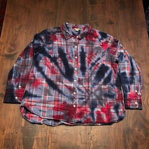 Tie-Dye Flannel Shirt Womens Size XXL